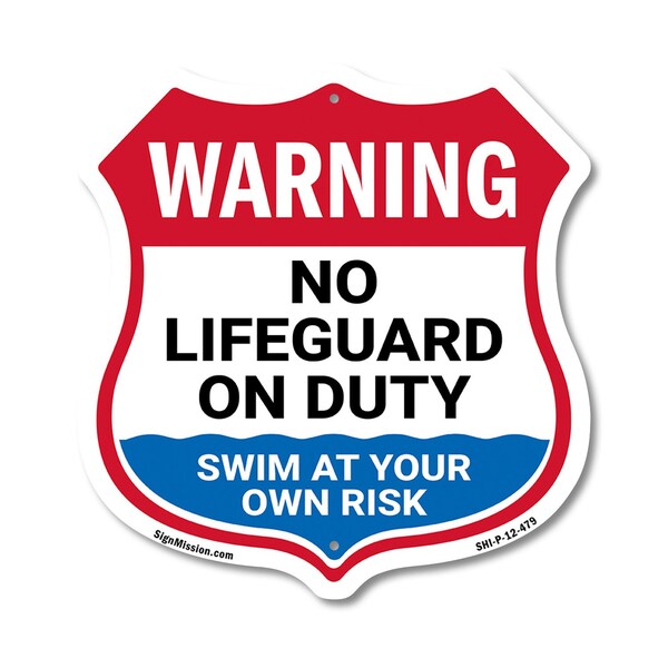 Signmission Warning No Lifeguard On Duty, 12 Inch X 12 Inch, Plastic Sign SHI-P-12-479 - main