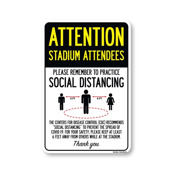 Signmission Public Safety, Stadium Attendees Practice Social Distancing, 10in X 7in Aluminum, OS-NS-A-710-25376 OS-NS-A-710-25376 - main