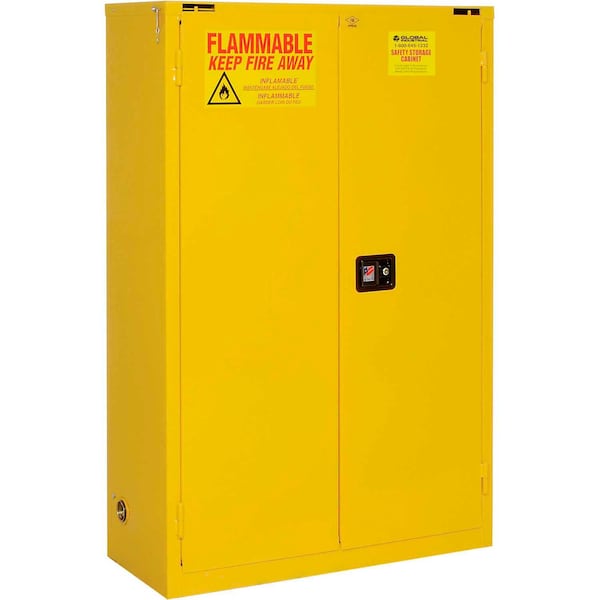 Global Industrial Flammable Cabinet, Self Close Double Door, 90 Gallon, 43"Wx34"Dx65"H 237294 - main