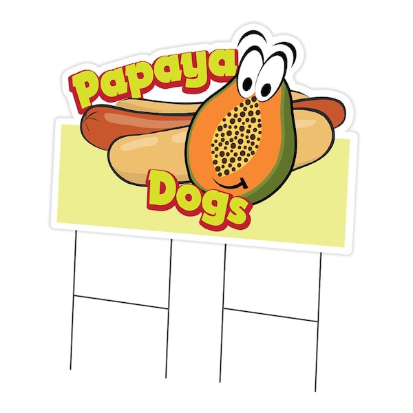 Signmission Papaya Dogs Die Cut Yard Sign & Stake outdoor plastic coroplast window, C-DC-2436-DS-Papaya Dogs19 C-DC-2436-DS-Papaya Dogs19 - main