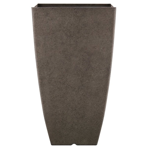 Southern Patio Newland Planter, 21 in H, Square, Plastic/Resin, Gray, Stone Aesthetic HDR-091691 - main