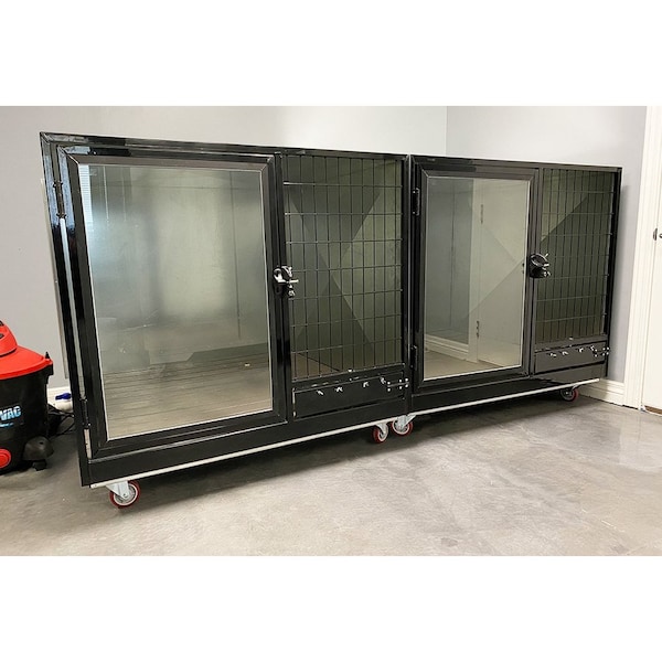 K9 Kennel Store Quick N Clean Side By Side Jumbo Galvanized Cage Banks QCGVSBSJCB2 - main