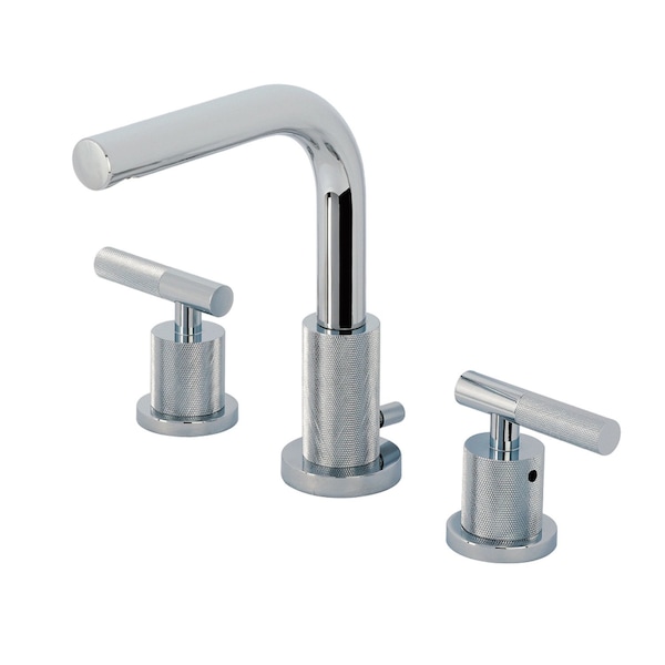 Kingston Brass Widespread Bathroom Faucet with Knurled Handle and Brass Pop-Up, Polished Chrome FSC8951KNL - main