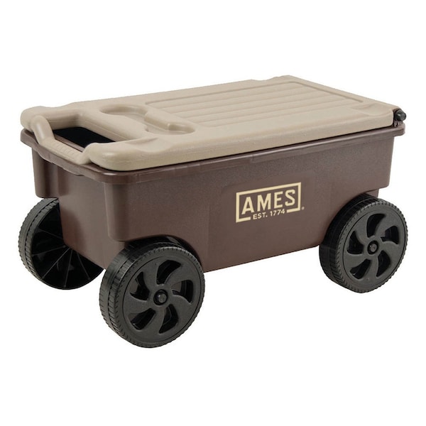 Ames Garden Storage Cart, Poly, 4-Wheel, Seat with Cup Holder 1123047100 - main