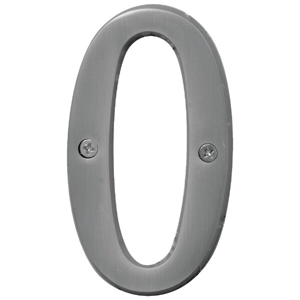 Hy-Ko Prestige Series 4'' Satin Nickel House Number Zero BR-43SN/0 - main