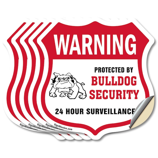 Signmission 24 Hour Surveillance Shield Sign Warning, 6 inch X 6 inch, Vinyl Decal, 5PK SHI-D-5PACK-6-350 - main