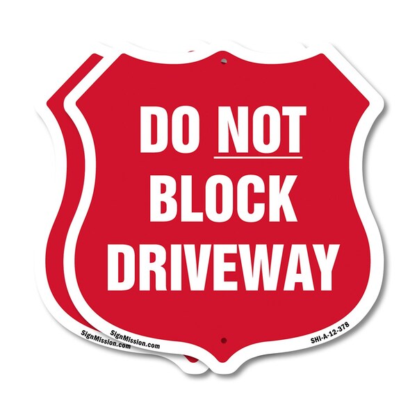Signmission Driveway Shield Sign Do Not Block Drivew, 12 inch X 12 inch, Aluminum Metal Sign, 2PK SHI-A-2PACK-12-378 - main