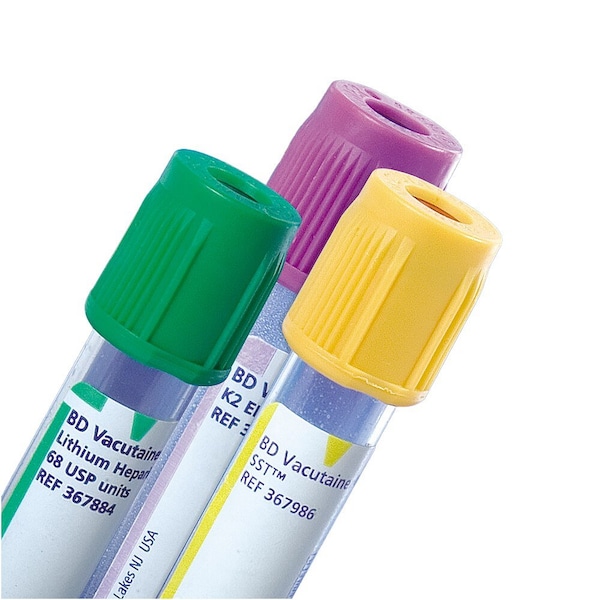 Bd Vacutainer Venous BC Tube, Sodium Heparin Additive, 6mL, Hemogard Closure Plastic Tube, 100PK 367878 - main
