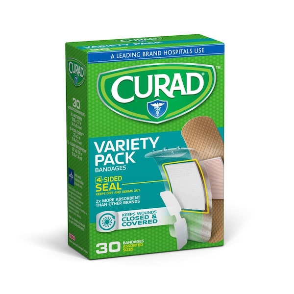 Medline CURAD Assorted Bandages Variety Pack, 30 Count, 24PK CUR47443RB - main