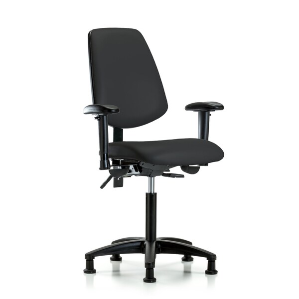 Blue Ridge Ergonomics Medium Bench Chair Adjustable Arms, 22" to 29" Height, Vinyl, Black BR-VMBCH-MB-RG-T1-A1-NF-RG-8540 - main