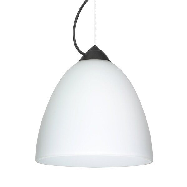Besa Lighting Besa Vila Pendant, Opal Matte, Black Finish, 1x 60W MAX E26 Base 1KX-447007-BK - main