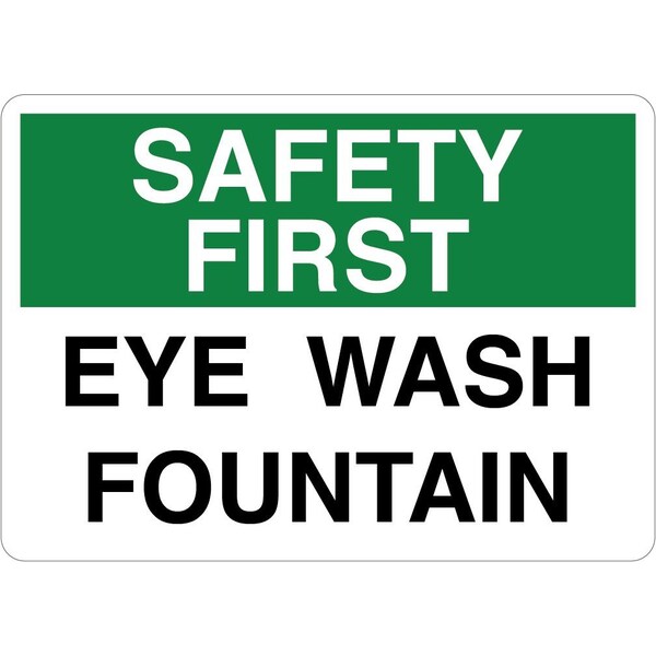 5S Supplies Safety First Sign - Eyewash Fountain V2 10in x 14in Adhesive Vinyl Sign SAFE0027 -1014-AV - main