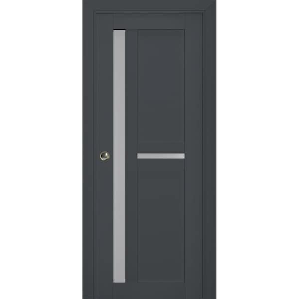 Sartodoors Sliding French Pocket Door with Frosted Glass 32x84 Solid Core Modern Interior VEREGIO7288PD-ANT-32 x 84 - main