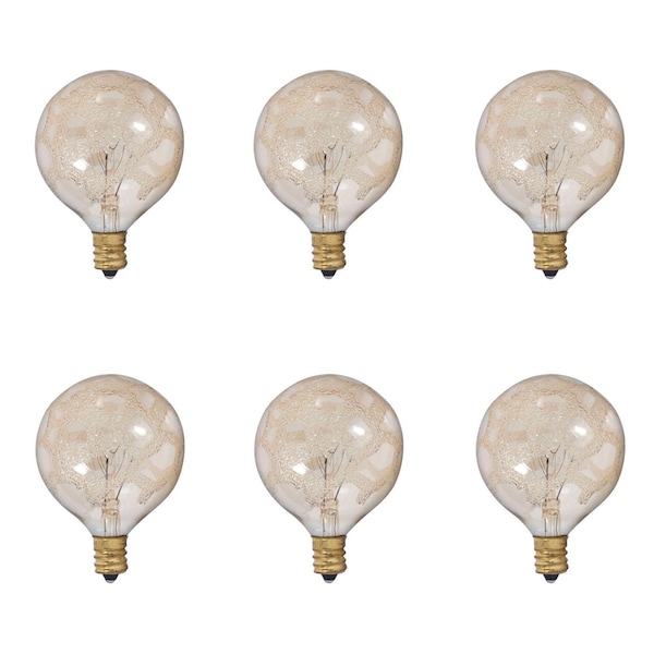 Bulbrite 40W Dimmable Amber Marble G16.5 Candelabra E12 Incandescent Bulb, 6PK 861323 - main