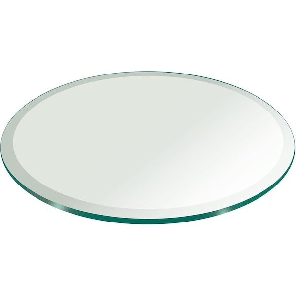 Fab Glass And Mirror 15in in Round Glass Table Top 3/8in Thick Tempered Beveled Edge by, Wall Mirror, Safety Backing 15RT10THBETE - main