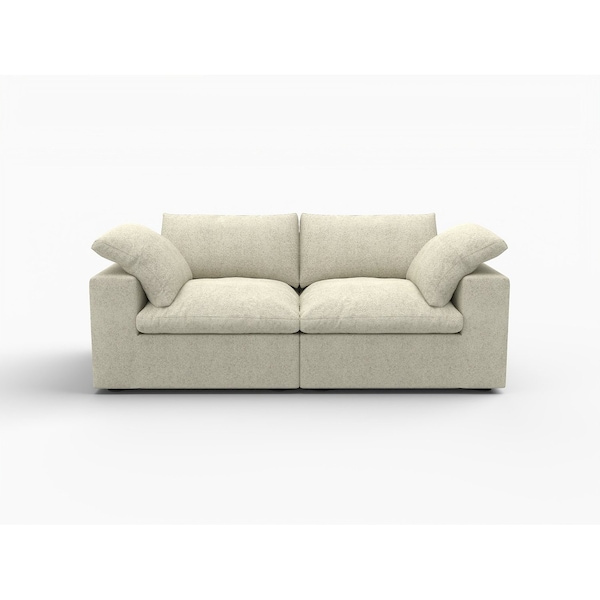 Homeroots 80in Khaki and Black Linen Blend Modular Loveseat 714576 - main