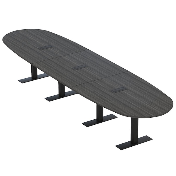 Skutchi Designs 16 Person Conference Table With Power Unit | 16' Boval Table | Harmony Series HAR-BOVL-48X192-T.BK-WA7949-EBLK - main