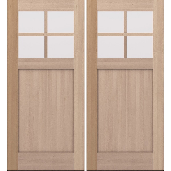 Doornmore CRF-P1G4, 74.5" x 82" ( 2x36" Door) Left Hand, Mahogany SDL 4 Lite Exterior Door CRF-P1G4-SW-3680_2_LI - main