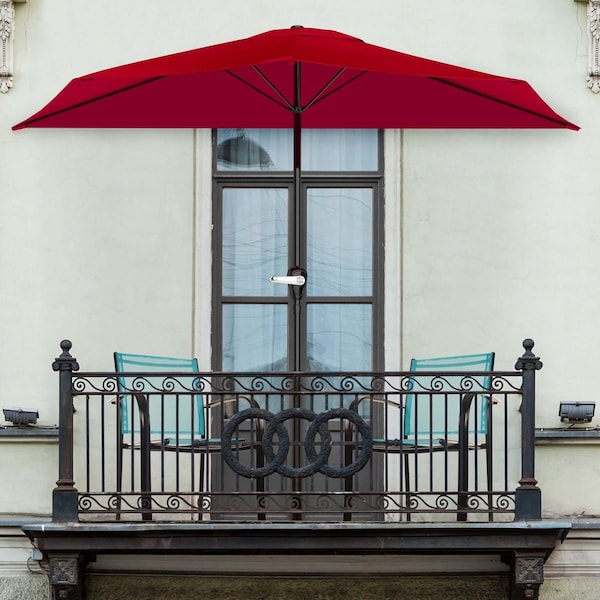 Pure Garden 9 Ft Semicircle Patio Umbrella, Red 50-145-R - main