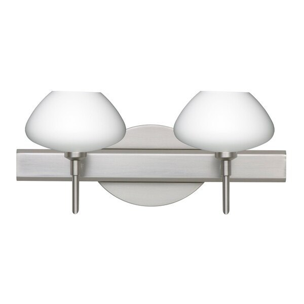 Besa Lighting Peri Vanity, Opal Matte, Satin Nickel Finish, 2x40W Halogen 2SW-541007-SN - main