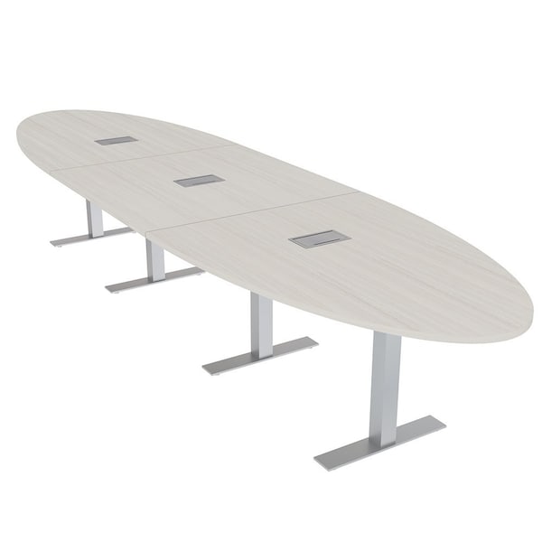 Skutchi Designs 16ft Oval Conference Table With Power | Harmony Series | 14 Person Meeting Room Table HAR-OVL-48X192-T-K458-ESIL - main