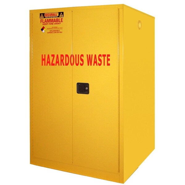 Securall Hazardous Waste Drum Storage Cabinet, 75 Gallon, 1 Shelves, 43 in W x 65 in H x 31 in D, Yellow W1075 - main
