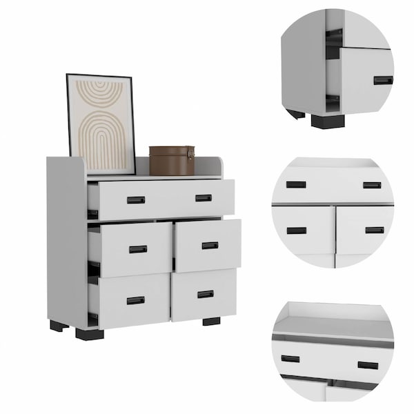 Homeroots 33" White Five Drawer Dresser 477764 - main
