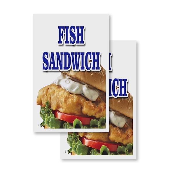 Signmission Fish Sandwich, Vinyl Decals Only 24 Inch x 36 Inch, Vinyl Decal, 2PK DSB-2436-2PACK-Fish Sandwich - main