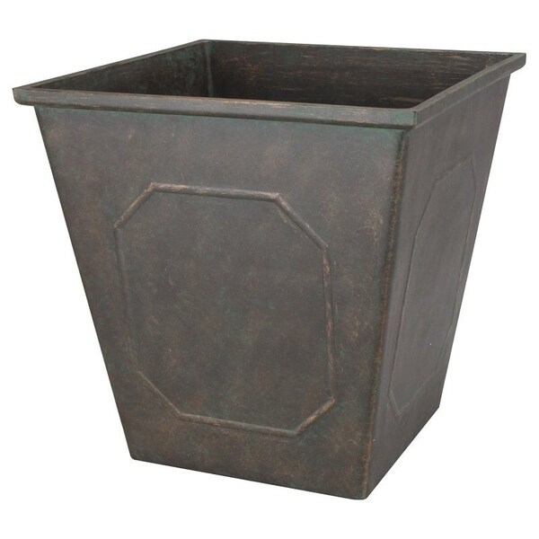 Landscapers Select Planter, 14 in Dia, 14 in H, 14 in W, 14 in D, Square, Resin, Metallic, Metallic PT-S046 - main
