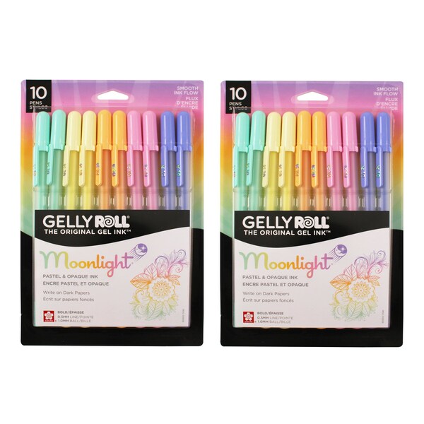 Sakura Moonlight Gel Pens, 10 Bold Point, Assorted Pastel Colors, 10 Per Set, 2 Sets, 2PK 50806 - main