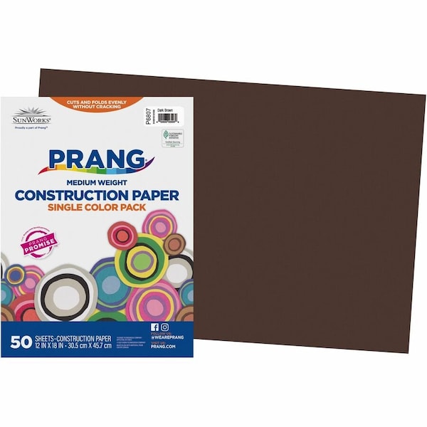Sunworks Construction Paper, Dark Brown, 50PK PAC6807 - main