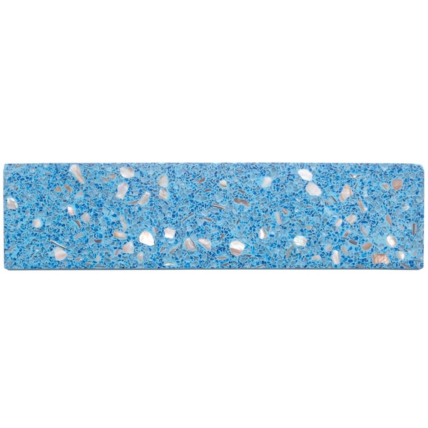 Apollo Tile Amalfi 3x12 in. Yosemite Blue with Copper flecks Glossy Shell, Terrazzo Elongated Subway Tile, 20PK APLAQT8806BRBLU - main