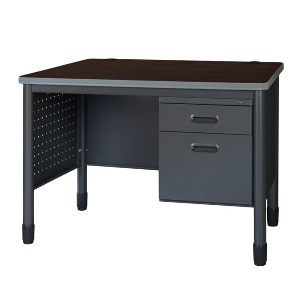 Regency Mesa Steel Single Pedestal Teacher's Office Desk 48in x 30in - Neo Walnut 66348SPNW - main