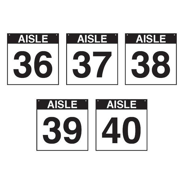5S Supplies Warehouse Aisle 36-40 Sign - 8in x 8in - DOUBLE - BRKT - PVC AISLE-36-40-8X8-DOUBLE-BRKT - main
