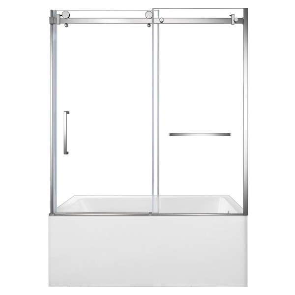 Kingston Brass 60" Acrylic Alcove Right-Hand Drain Tub with Left Sliding Tub Door, White/Polished Chrome KVTAP603622R1 - main