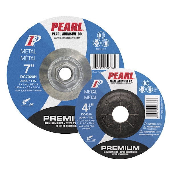 Pearl 5 in Dia, 7/8 in Arbor Hole Size, Ferrous Metals, Iron, Steel, Stainless Steel, 24 Grit DC5010 - main