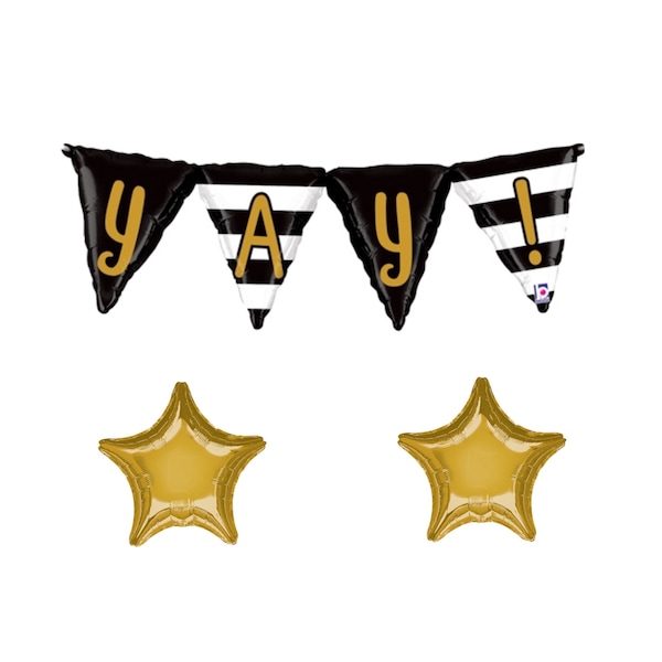 Loonballoon Graduation Grad Theme Balloon Set, 40 Inch Yay Air-Fill Bunting Balloon, Star Foil 97035 - main