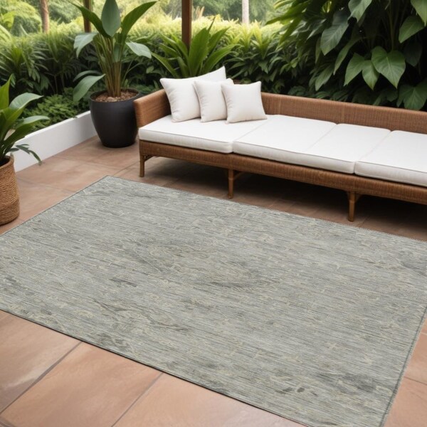 Homeroots 8' X 10' Pewter And Beige Floral Washable Indoor Outdoor Area Rug 604243 - main