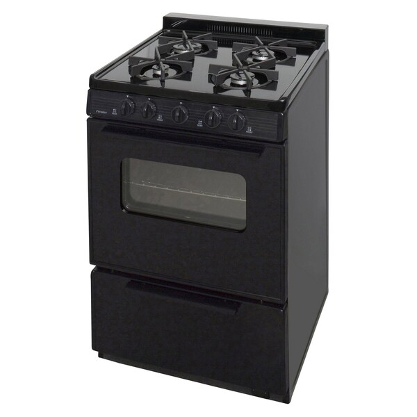 Premier Gas Range, Battery Ignition, 4 Sealed Burners, 24 inW x 37.5 inH x 26 inD, 2.42 cu. ft. Oven, Black 805776 - main