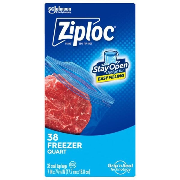 Ziploc 1 qt Clear Freezer Bag, 38PK 00381 - main