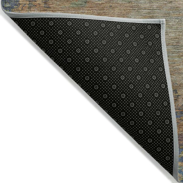 Homeroots 10' X 14' Denim Blue Beige And Copper Abstract Washable Indoor Outdoor Area Rug 630734 - main