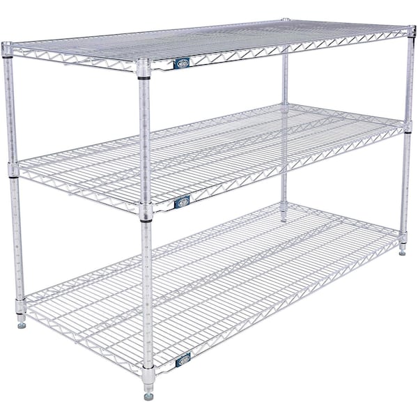 Global Industrial Nexel 3 Shelf, Stainless Steel Wire Shelving Unit, Starter, 54"W x 24"D x 34"H B3149760 - main