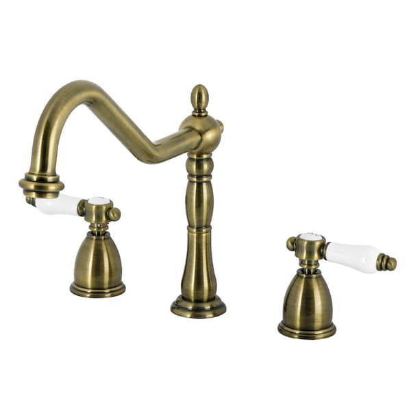 Kingston Brass Double-Handle Widespread Kitchen Faucet, Antique Brass KB1793BPLLS - main