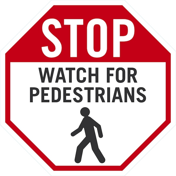 Lyle Stop Watch for Pedestrians Anti Slip Floor Sign, 24x24, Non-Reflective, White G-13470-FD_24x24 - main