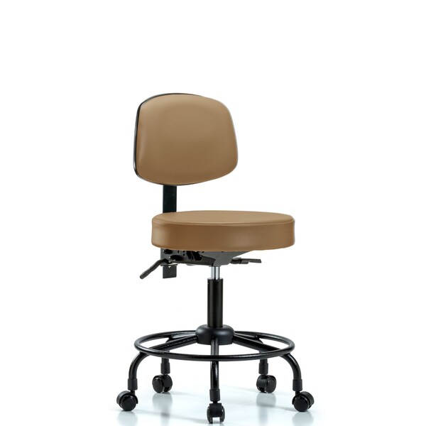 Blue Ridge Ergonomics Desk Stool, Vinyl, Bk, RT, Casters, Taupe BR-VDHST-RT-T0-RC-8584 - main