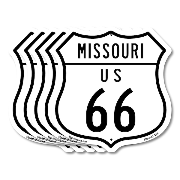 Signmission Missouri Route Marker Shield Sign Us 66, 12 inch X 12 inch, Aluminum Metal Sign, 5PK SHI-A-5Pack-12-386 - main