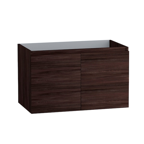 Homeroots 36" Dark Brown Wood Freestanding Bathroom Vanity With White Sink And Two Drawers 627430 - main