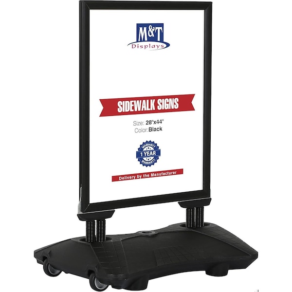 M&T Displays 28x44 Inch Poster Sign Holder Aluminum WindPro Lite Black Sidewalk Sign, Weather & Wind Resistant USWPL10B84X2000 - main