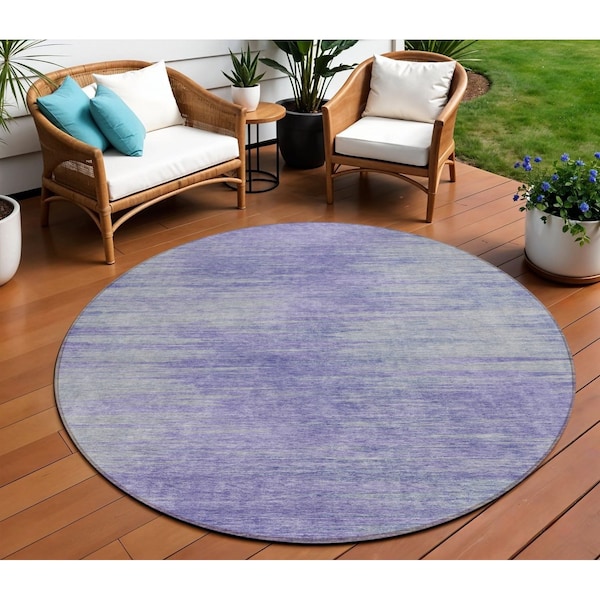 Homeroots 8' Plum And Purple Round Abstract Washable Indoor Outdoor Area Rug 587220 - main