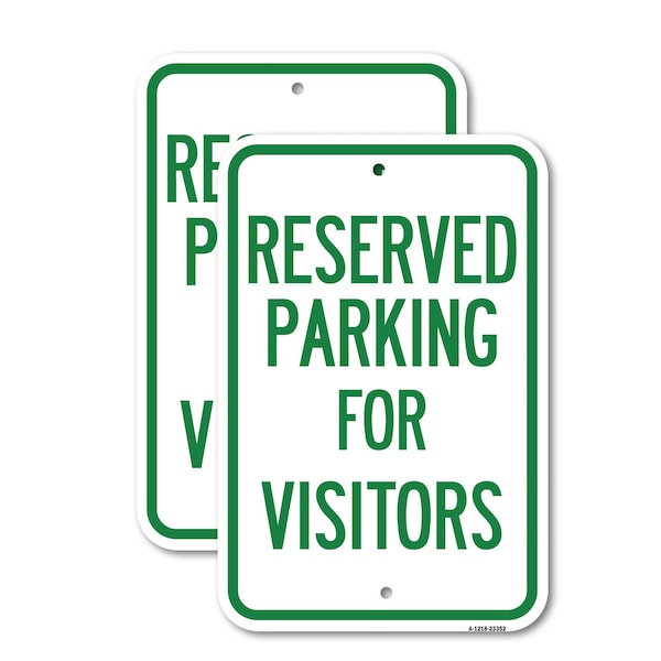 Signmission Parking Space Reserved Sign Parking Reserved for Visito, 12'' X 18'', Heavy Gauge Aluminum, 2PK A-1218-2PACK-23352 - main